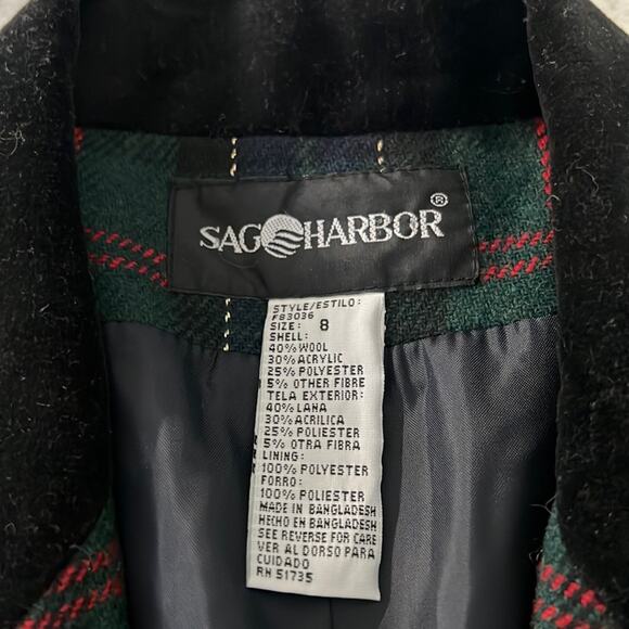 Sag Harbor Vintage Plaid Suit Jacket Blazer Metallic Holiday Woman Size 8 - Picture 4 of 12
